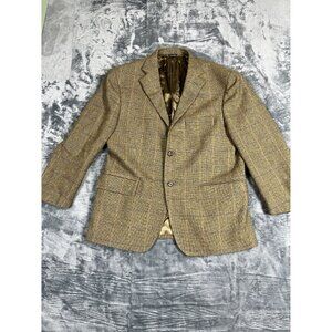 David Chu Mens Wool Blend Plaid Blazer Jacket Size 44S Made In Italy